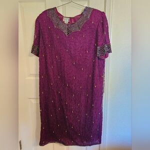 Plus Size Eggplant Sequin Dress